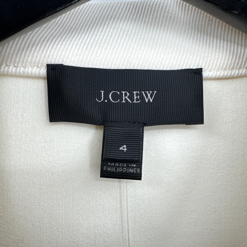 J.Crew Tipped Twill Jacket Blazer Cream Off White Mandarin Collar B8544 Sz 4 NEW - Picture 7 of 16